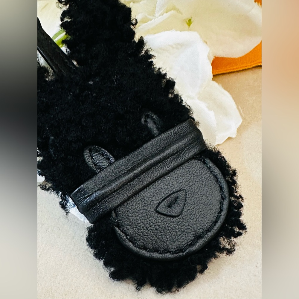NWT Coach x Baseman Leather Black Shearling Key Fob